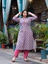 Women Plus Size Grey Pure Cotton Kurta Set With Dupatta